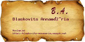 Blaskovits Annamária névjegykártya